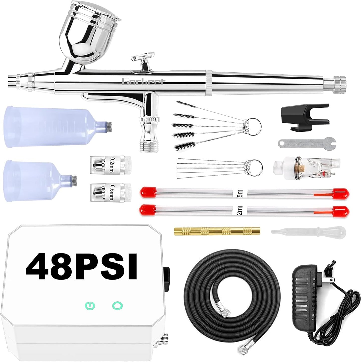 Gocheer Airbrush Kit with Compressor for Painting and Makeup