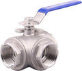 3-Way Ball Valve T Mounting Pad 1 1/4 in NPT - Durable Stainless Steel