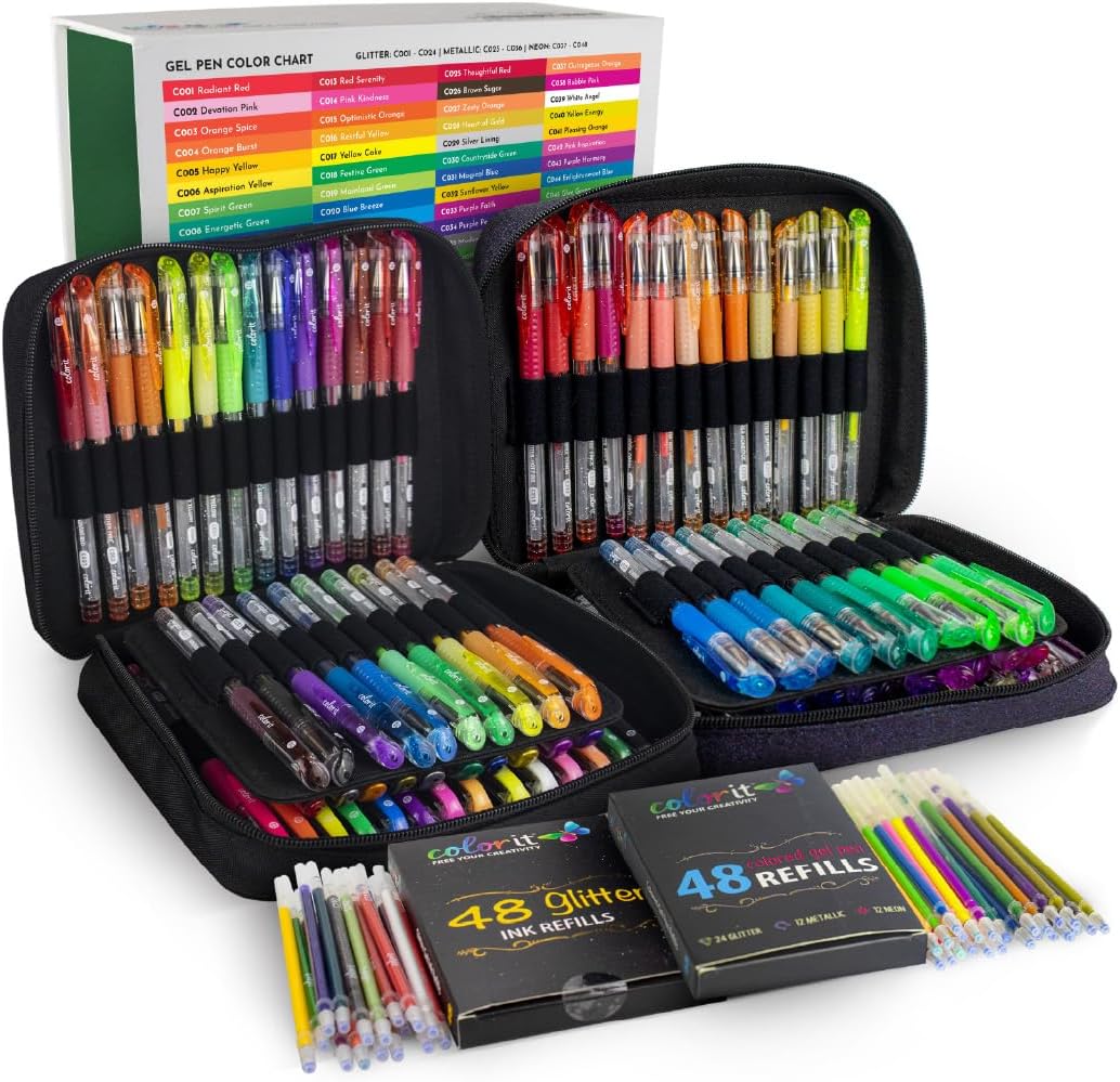 ColorIt Gel Pens Set for Coloring - 192 Pack with Refills