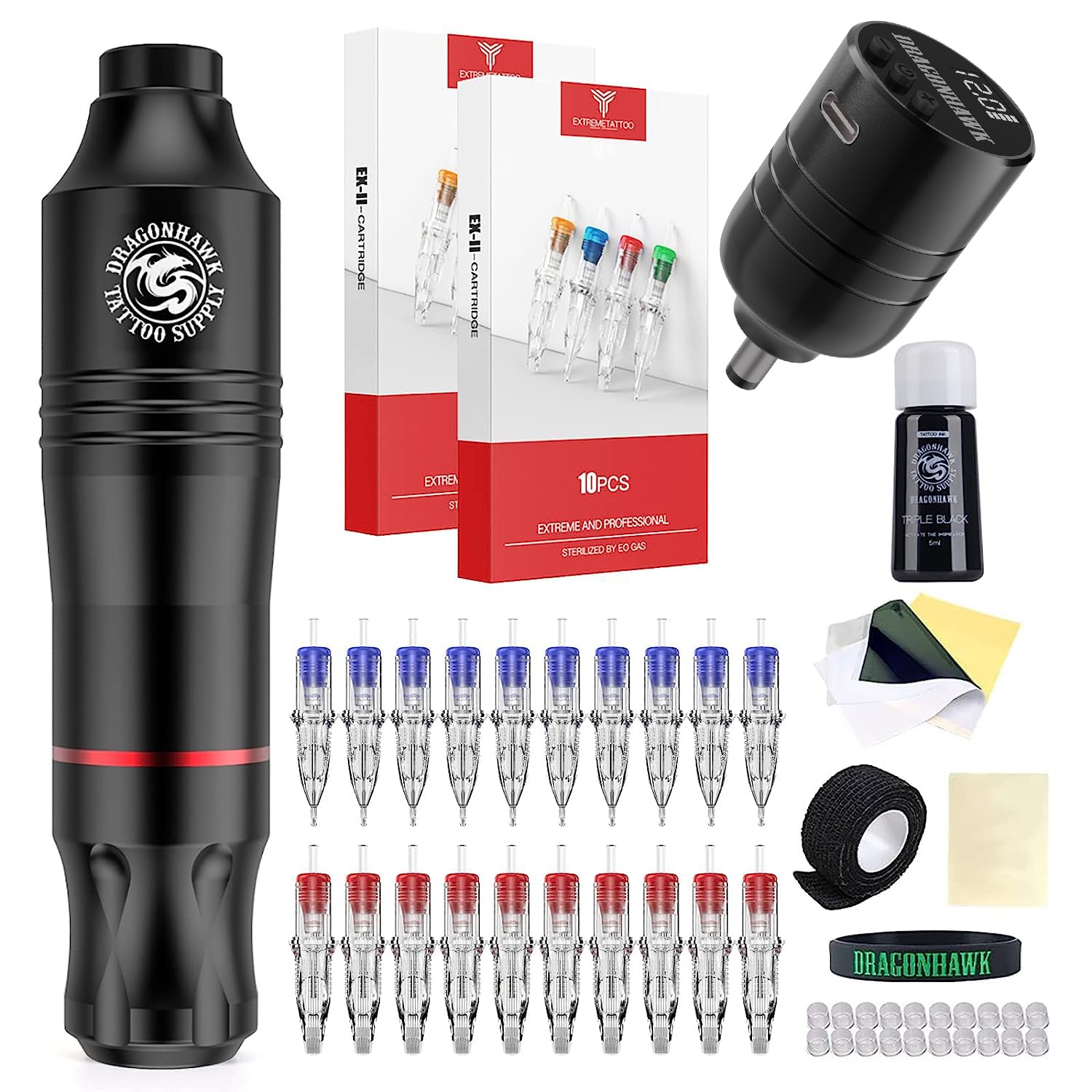 Dragonhawk Atom Wireless Tattoo Gun Pen Kit for Beginners