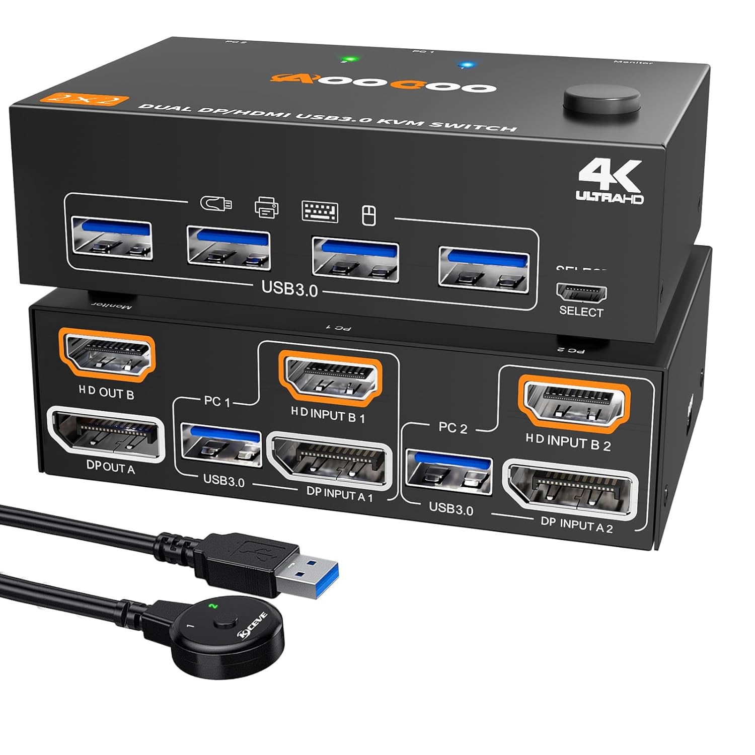 HDMI Displayport KVM Switch for Dual Monitors and PCs
