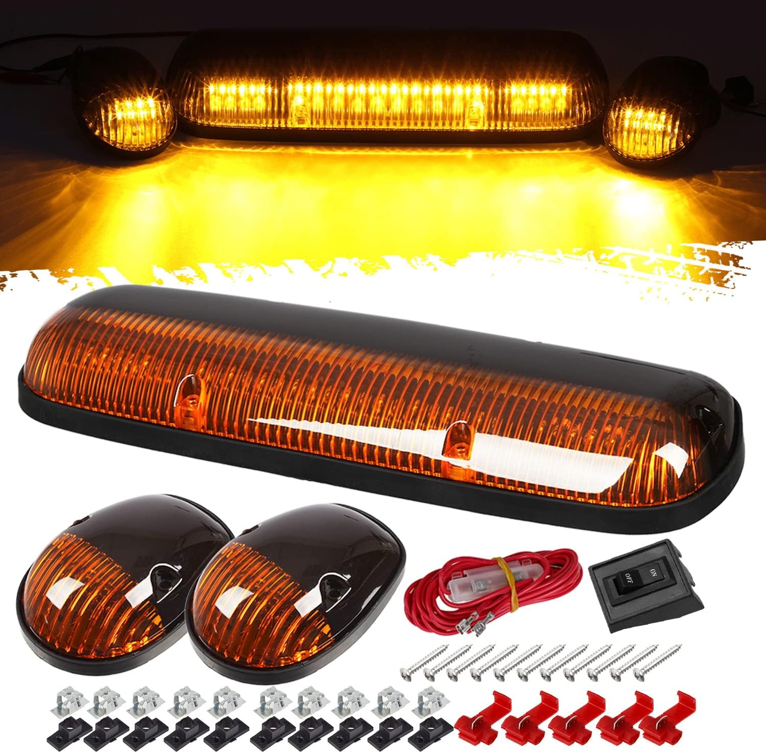 Partsam Amber LED Cab Roof Marker Light for Silverado/Sierra