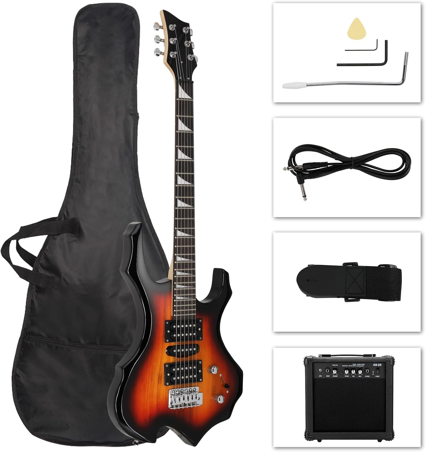 Ktaxon Burning Fire Design Electric Guitar Kit for Beginners