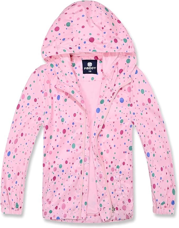 MGEOY Girls Rain Jackets Lightweight Waterproof Hooded Raincoats