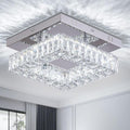 Mini Modern Crystal Chandeliers Square Flush Mount Ceiling Light