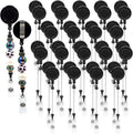 60pcs Black Beadable Badge Reels Making Kits - Bulk Retractable Clips