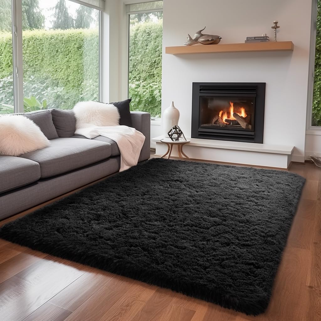 Zentavio Black Area Rugs for Living Room Bedroom 6x9 Large
