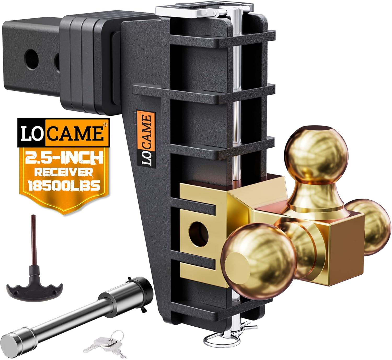 LOCAME Adjustable Trailer Hitch with Tri-Ball for Heavy Duty Towing