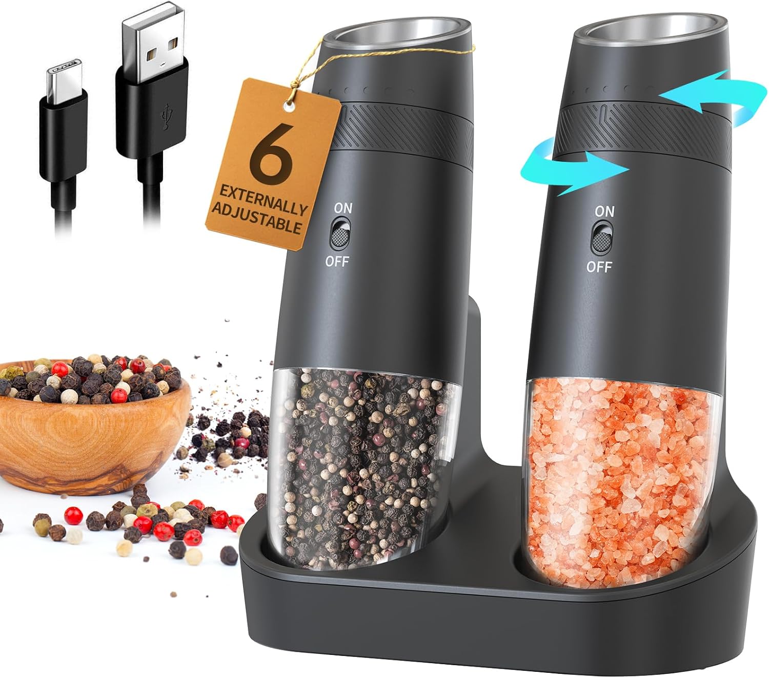 CIRCLE JOY Gravity Electric Salt and Pepper Grinder Set Review