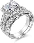 Wuziwen Princess Cut Engagement Rings for Women - Sterling Silver