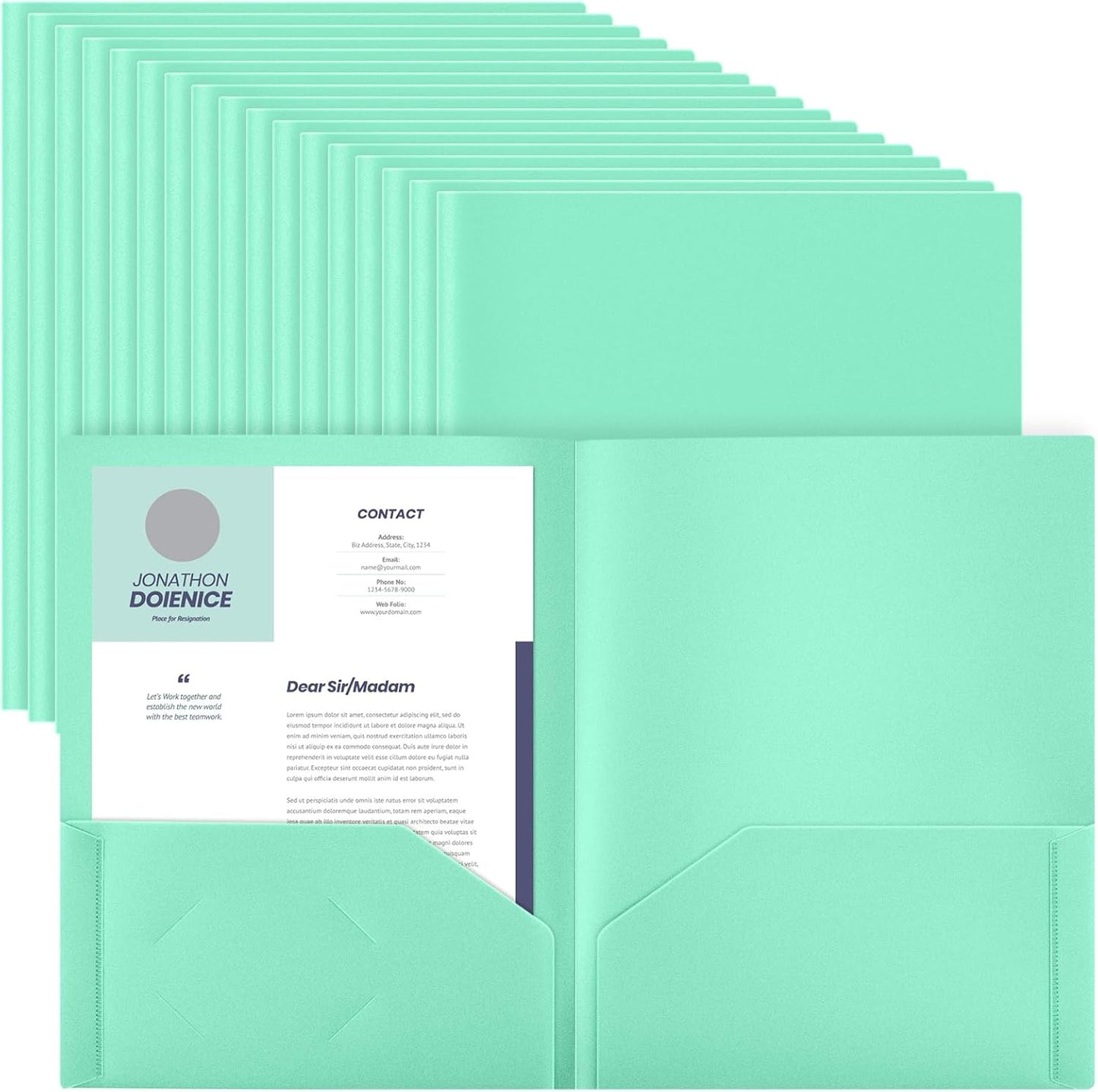 Gueevin 50 Pcs Plastic Folders with Pockets for School Use