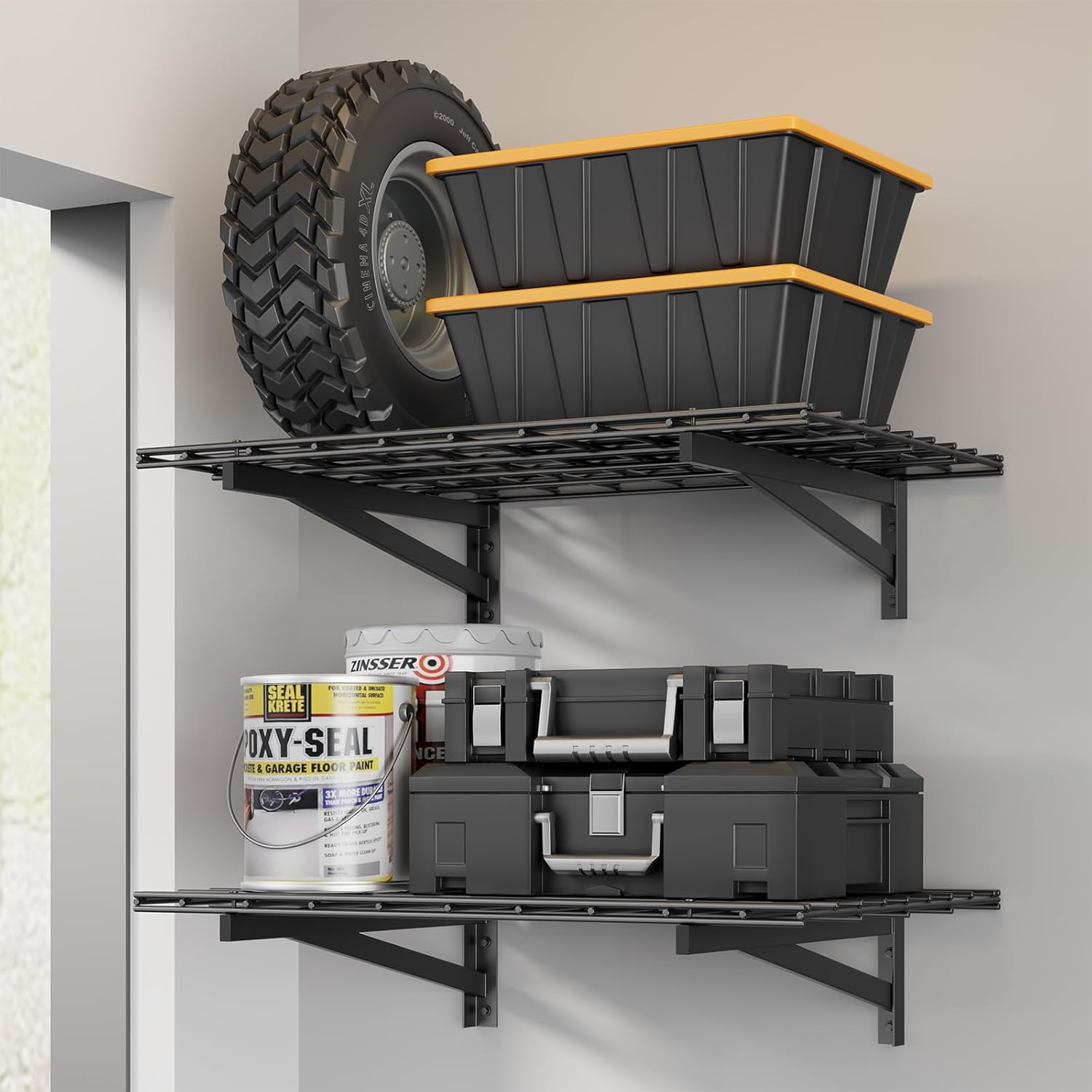 Heavy Duty Garage Wall Shelving Set with 500lbs Capacity