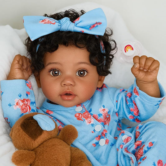 SCOM Lifelike Reborn Black Girl Doll - 20 Inch Realistic Baby