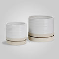 6 + 8 Inch Plant Pots Ceramic Planter Pot Set - Classic Textured Pair