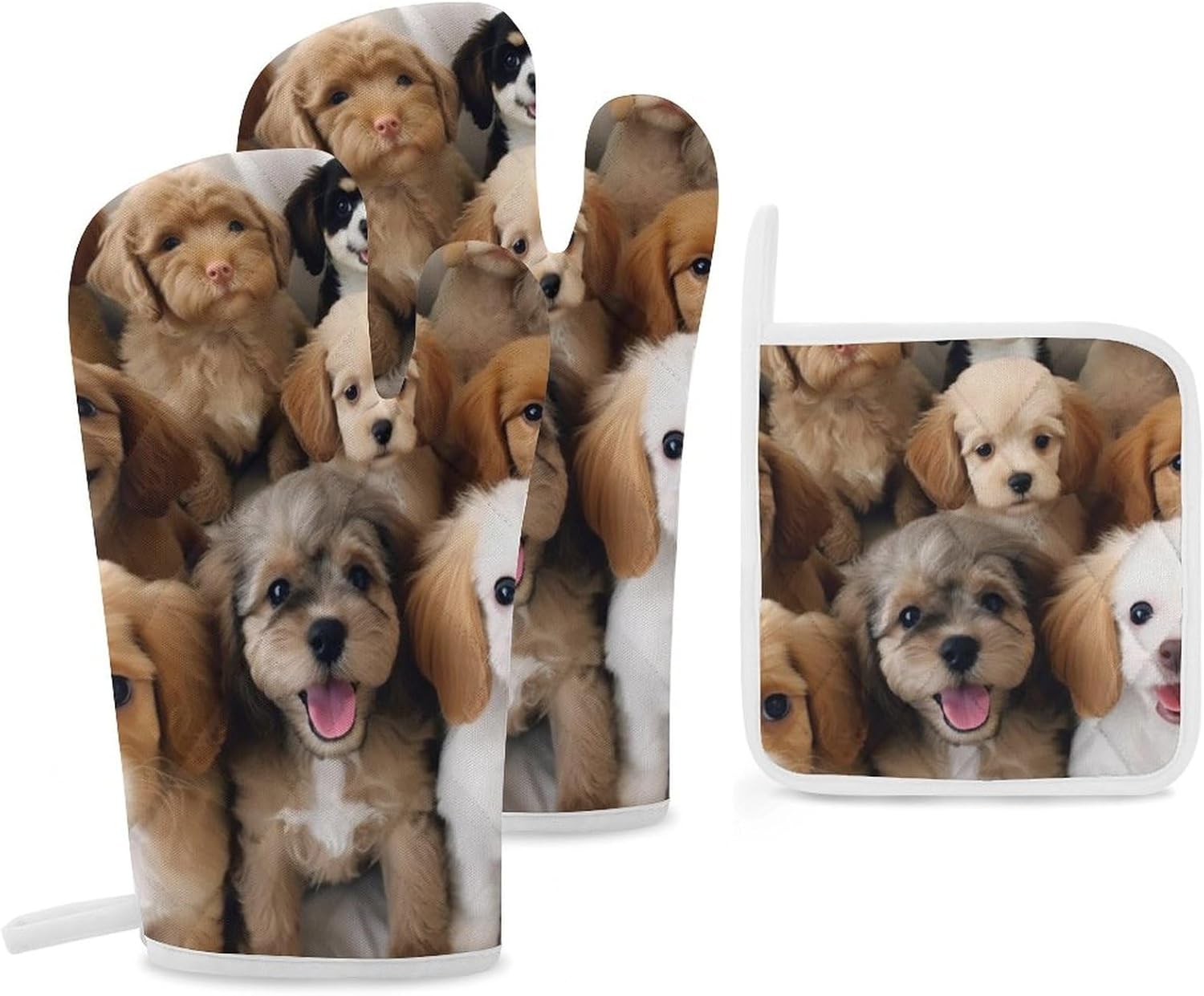 Cute Dogs Heat Resistant Oven Glove Set