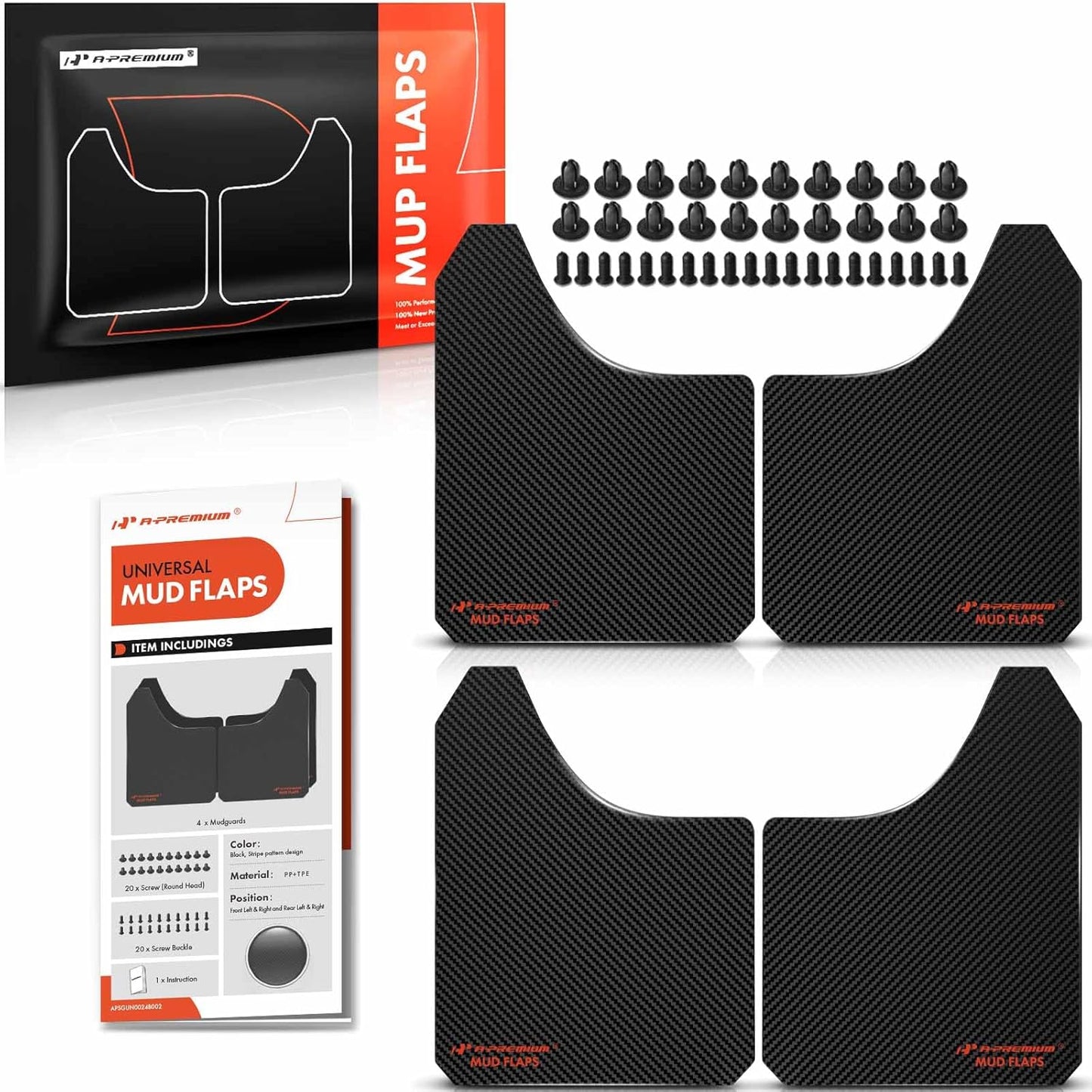Universal Splash Guards Mud Flaps for Cars and Trucks - 4 Pcs Set
