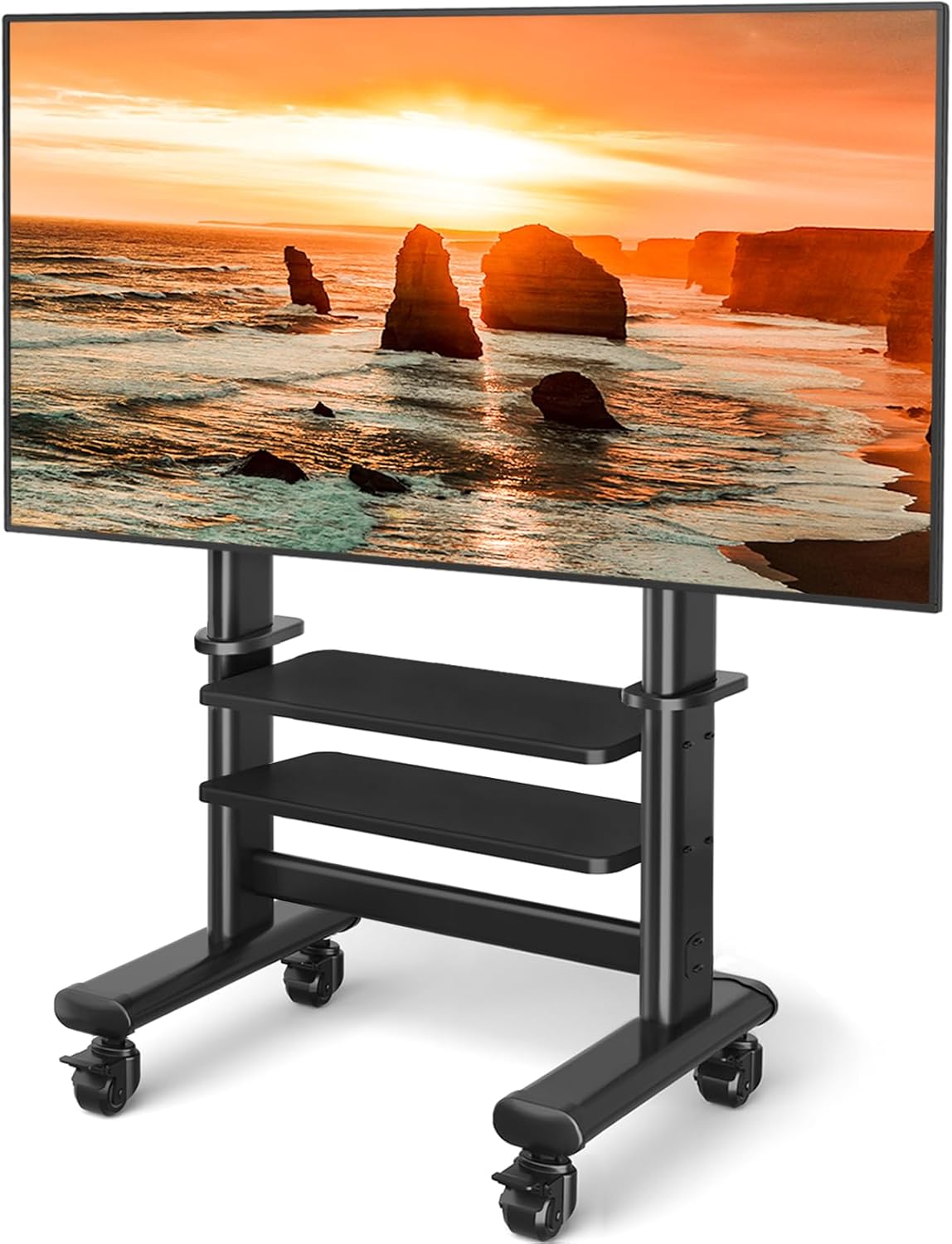 Mobile TV Cart Rolling Stand for 55-100 Inch Screens with Wheels