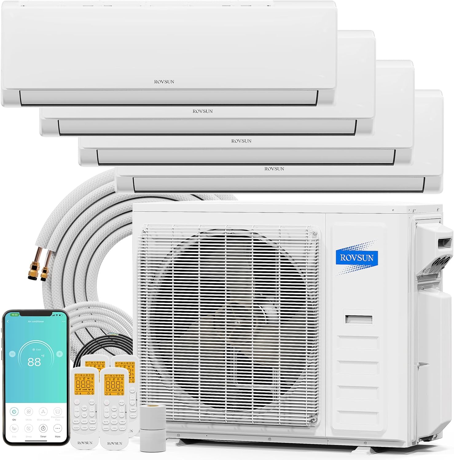 ROVSUN 4-Zone Mini Split AC/Heating System - Efficient Quad Zone Cooling & Heating