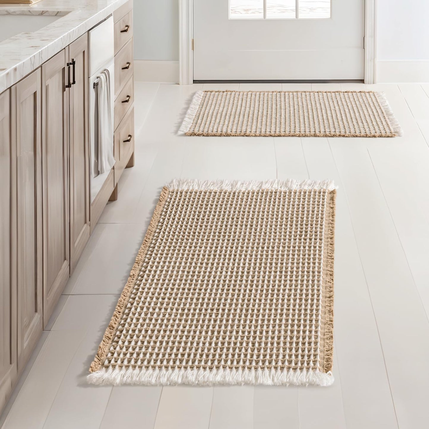 MIULEE Set of 2 Waffle Bathroom Rugs for Comfort and Safety