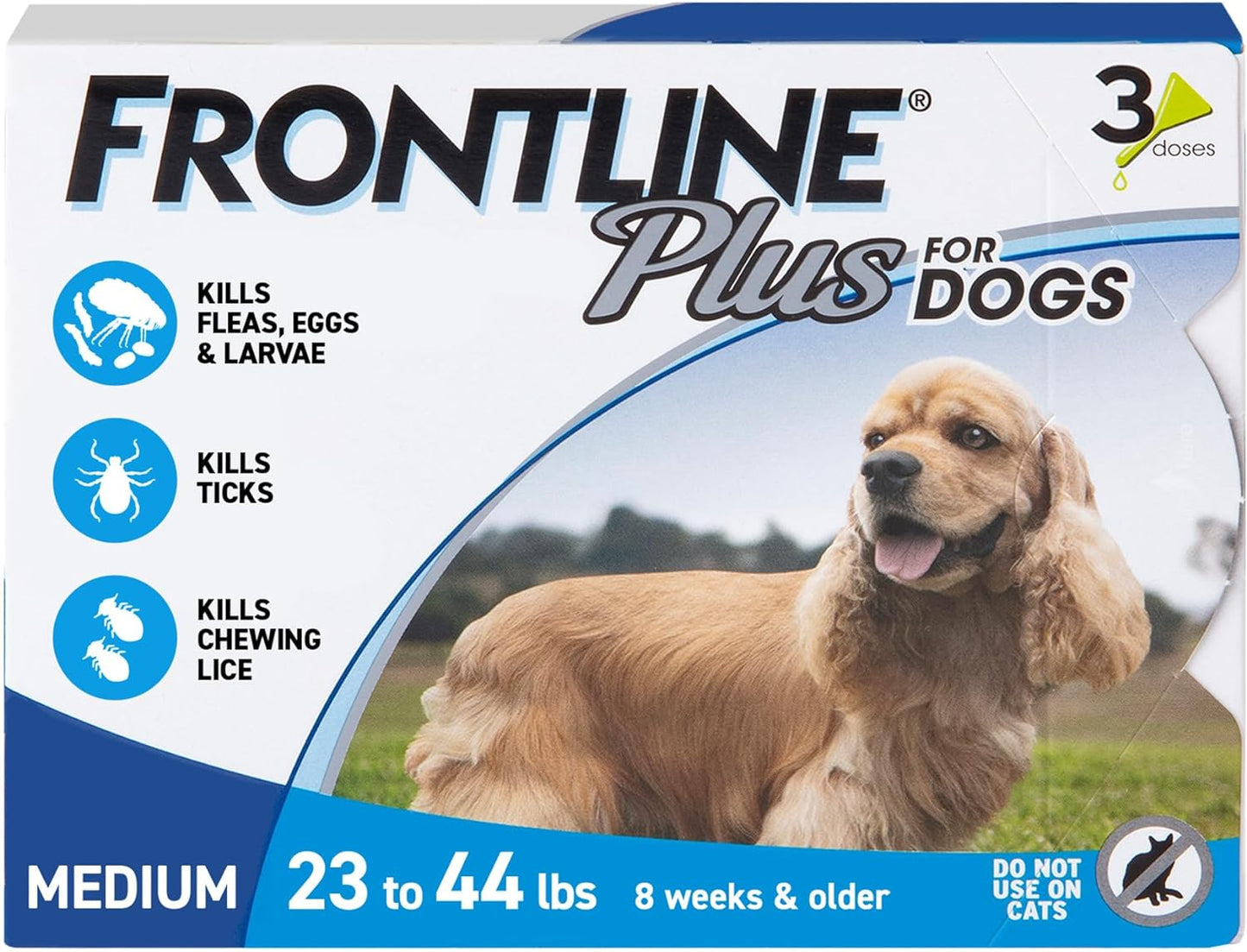 FRONTLINE Plus Flea and Tick Treatment for Medium Dogs 3 Pack