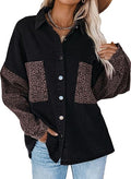 Dokotoo Womens Contrast Leopard Denim Jacket for Stylish Outfits