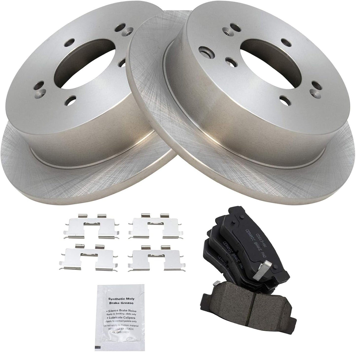 TRQ Rear Brake Pad & Rotor Kit for Hyundai and Kia Vehicles