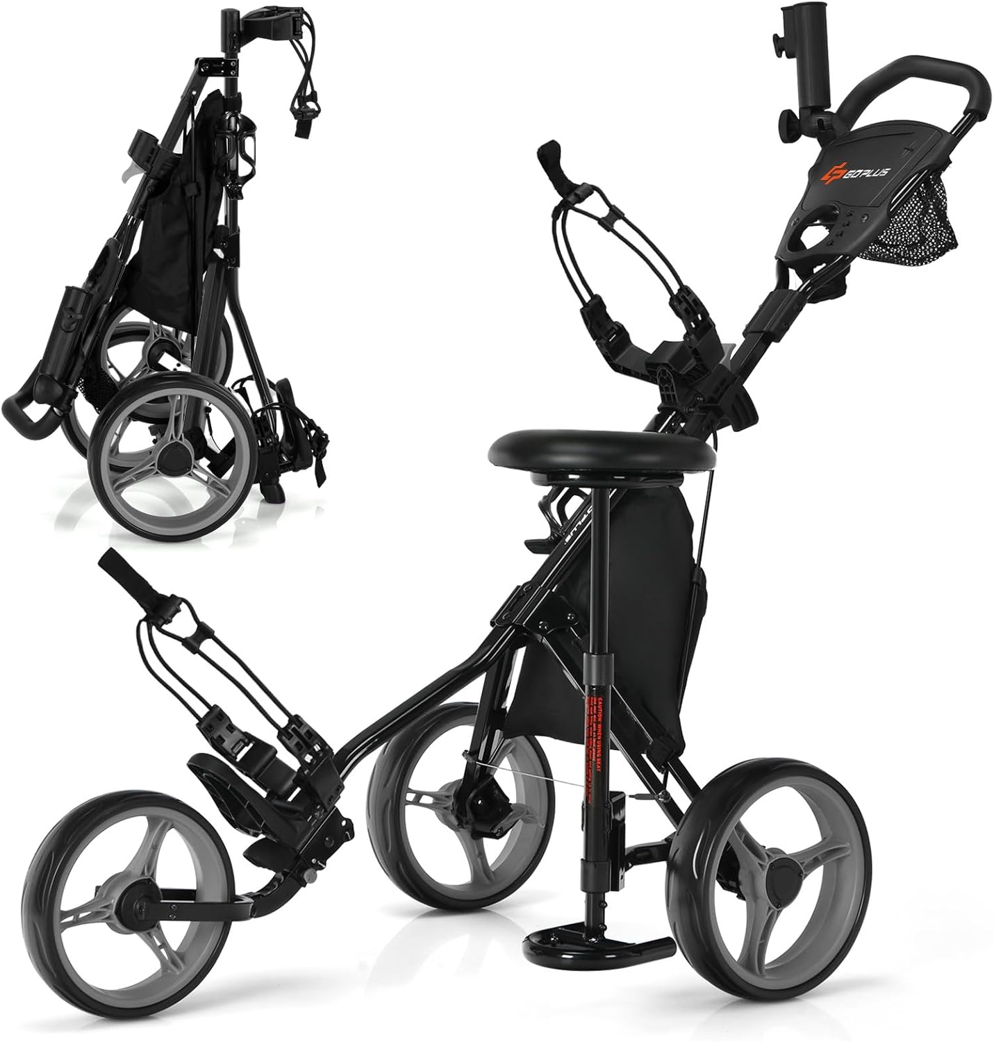 Goplus Lightweight Golf Push Cart with Adjustable Seat