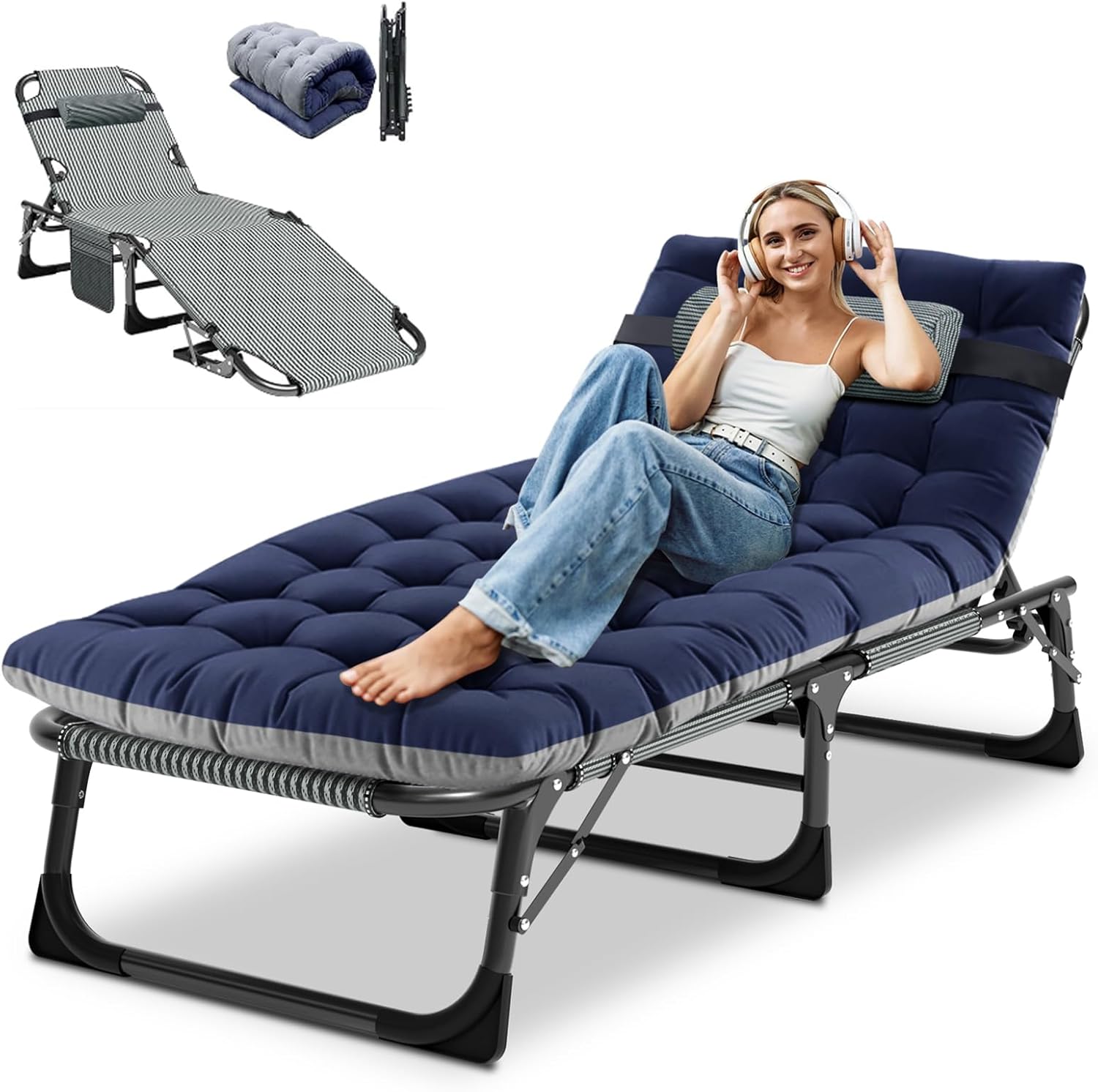 DoCred Heavy Duty Chaise Lounge Chair for Outdoor Relaxation