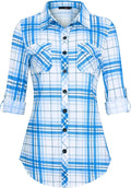 DJT Womens Soft Stretchy Knit Plaid Shirt - Cozy, Flattering Fit
