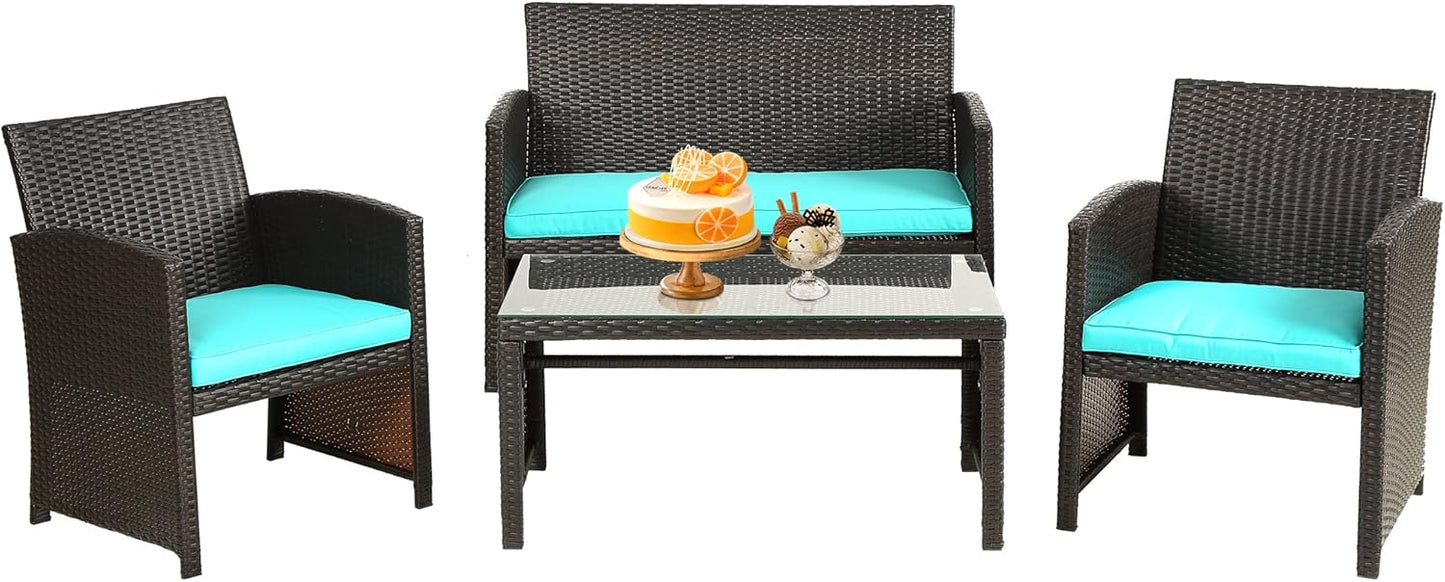 FDW Outdoor Patio Furniture Set with Wicker Rattan Chairs