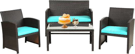 FDW Outdoor Patio Furniture Set with Wicker Rattan Chairs