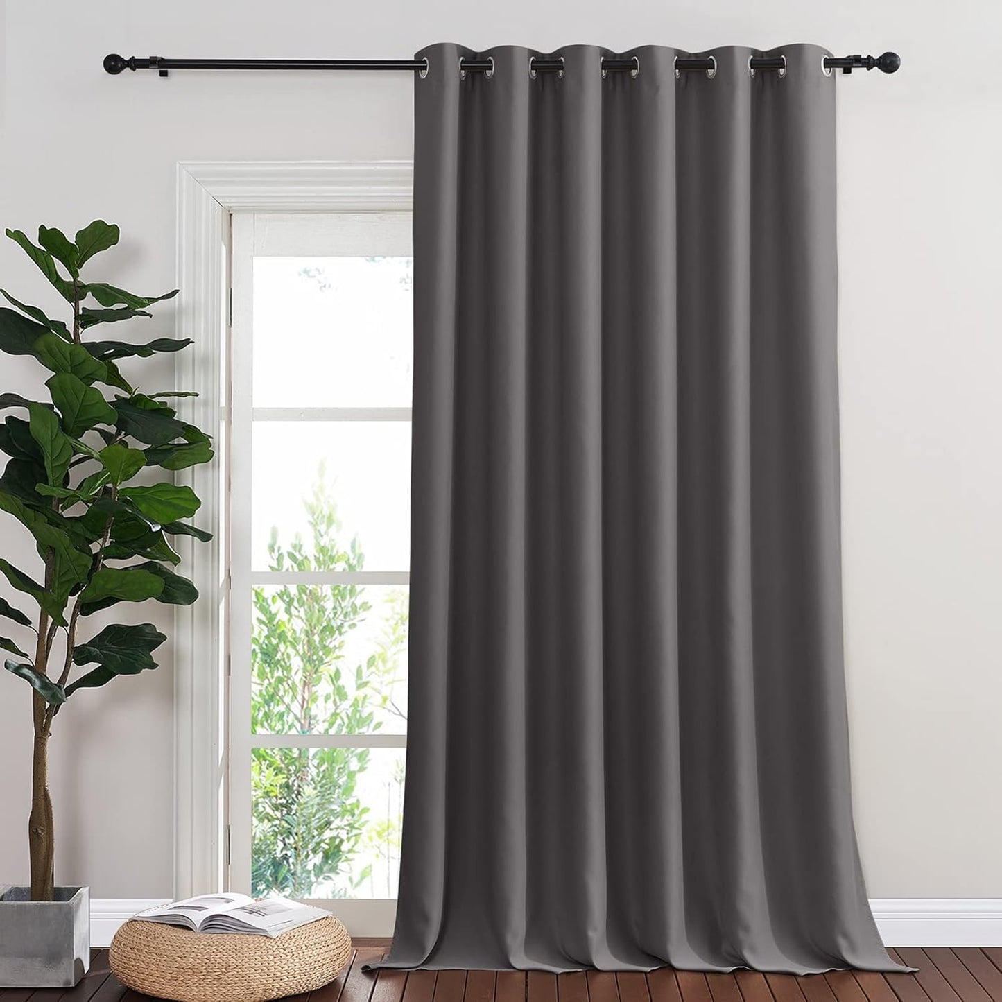 NICETOWN Blackout Curtains for Sliding Glass Door, Gray 102 in