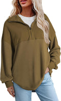 Womens Fall Waffle Knit Half Zip Pullover Sweatshirt - Cozy Fit