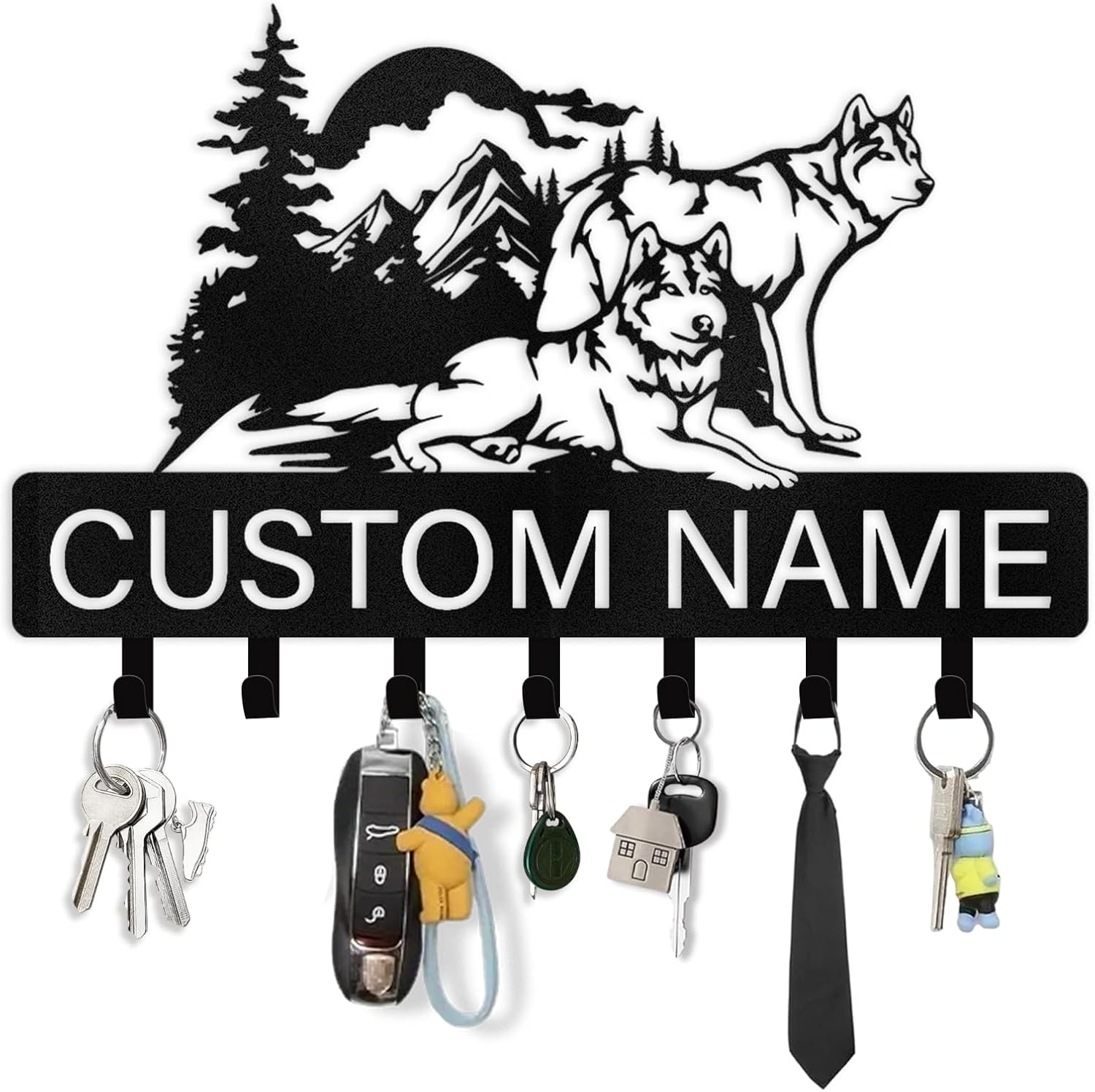 Custom Wolf Key Holder - Personalized Wall Decor