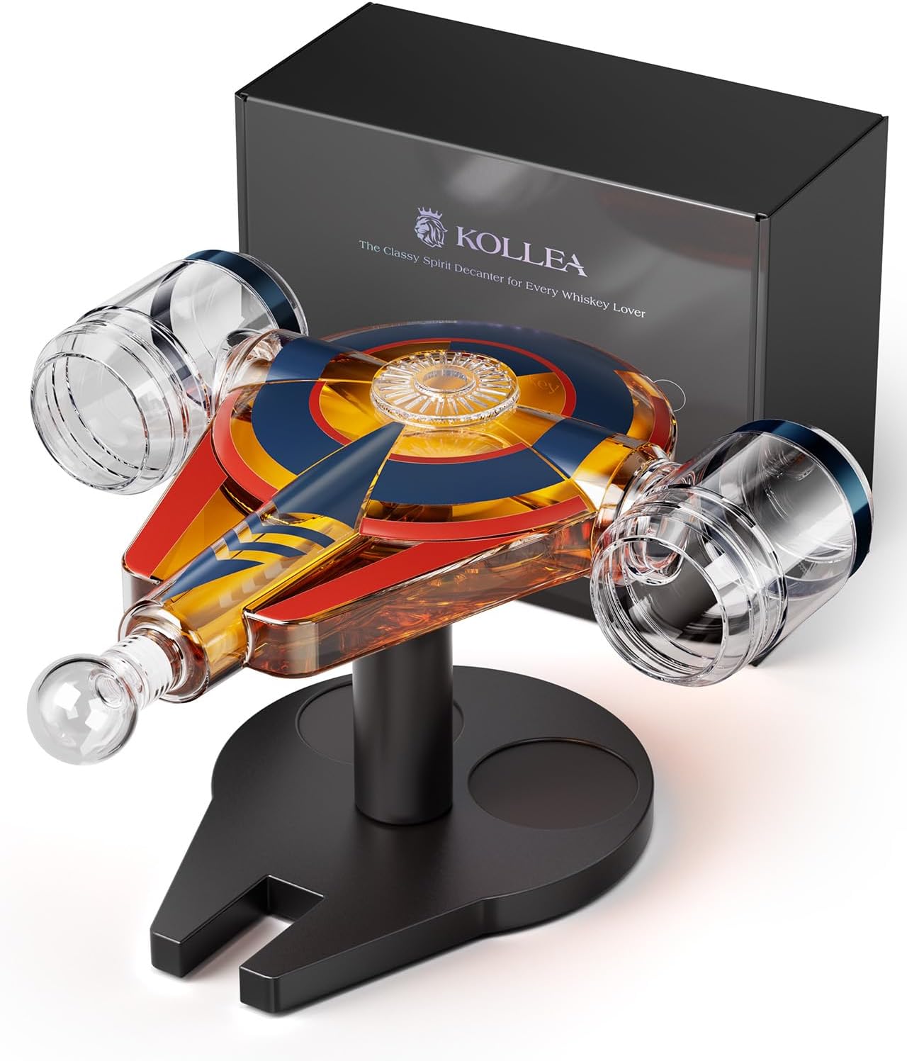 Kollea Galaxy Blue Spaceship Whiskey Decanter Set for Men