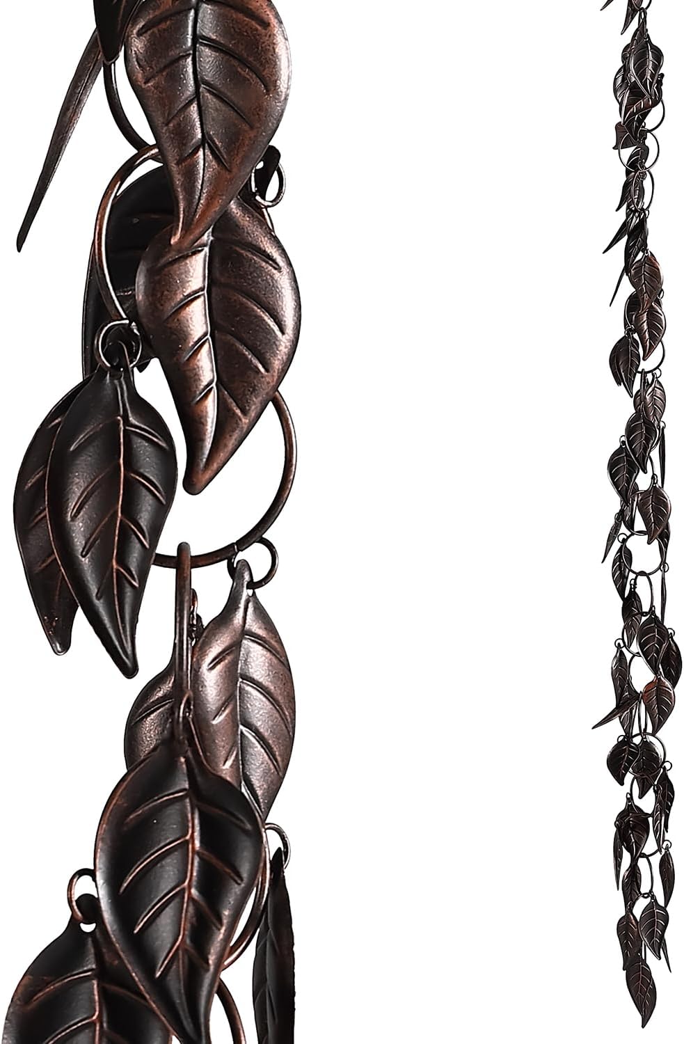 8.5 FT Leaves Rain Chain for Gutters and Downspouts, Antique Copper