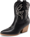 DREAM PAIRS Women's Short Western Ankle Boots - Embroidered Style 6
