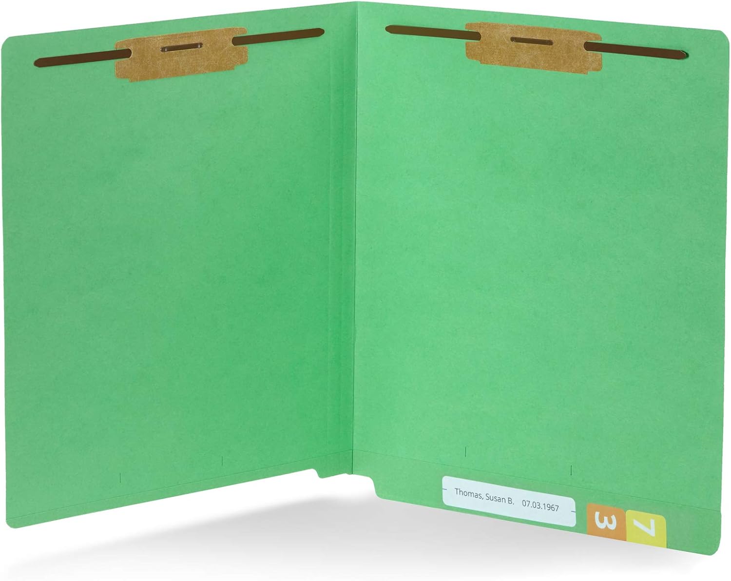 Durable Green End Tab Fastener File Folders for Office Use