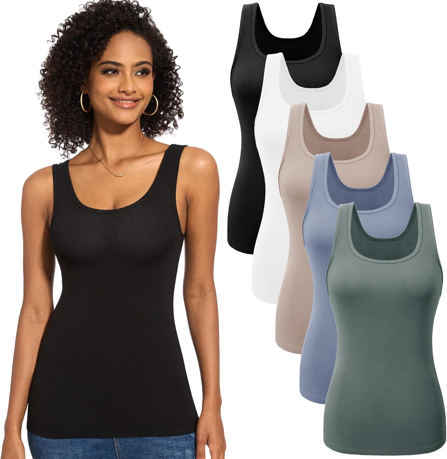 TVKSOM 5 Pack Basic Tank Tops for Women - Stylish and Versatile