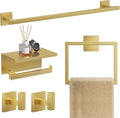 Brushed Gold Bathroom Hardware Set 5-Piece Towel Bar Kit - Durable