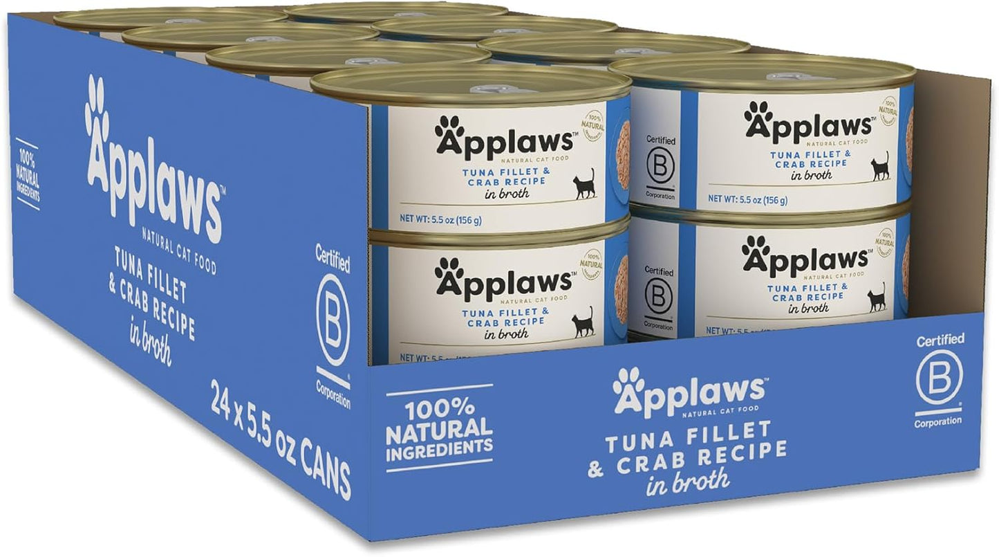 Applaws Natural Wet Canned Cat Food with Tuna & Crab in Broth