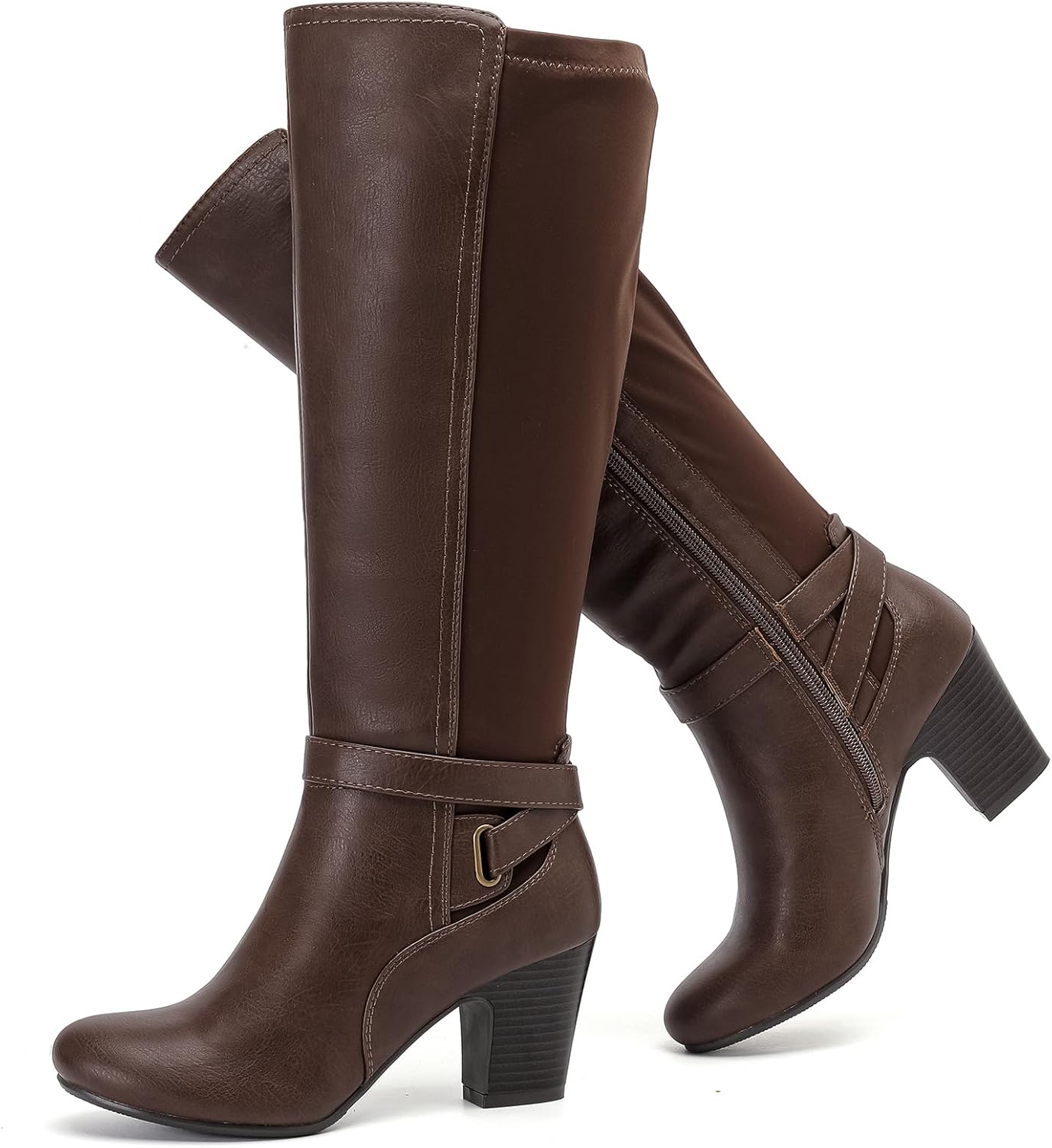 Knee High Boots for Women Slouchy Chunky Heel Long Fashion