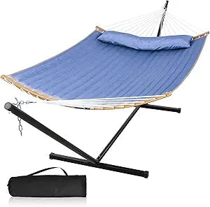Mansion Home Two Person Hammock with Stand for Outdoor Relaxation