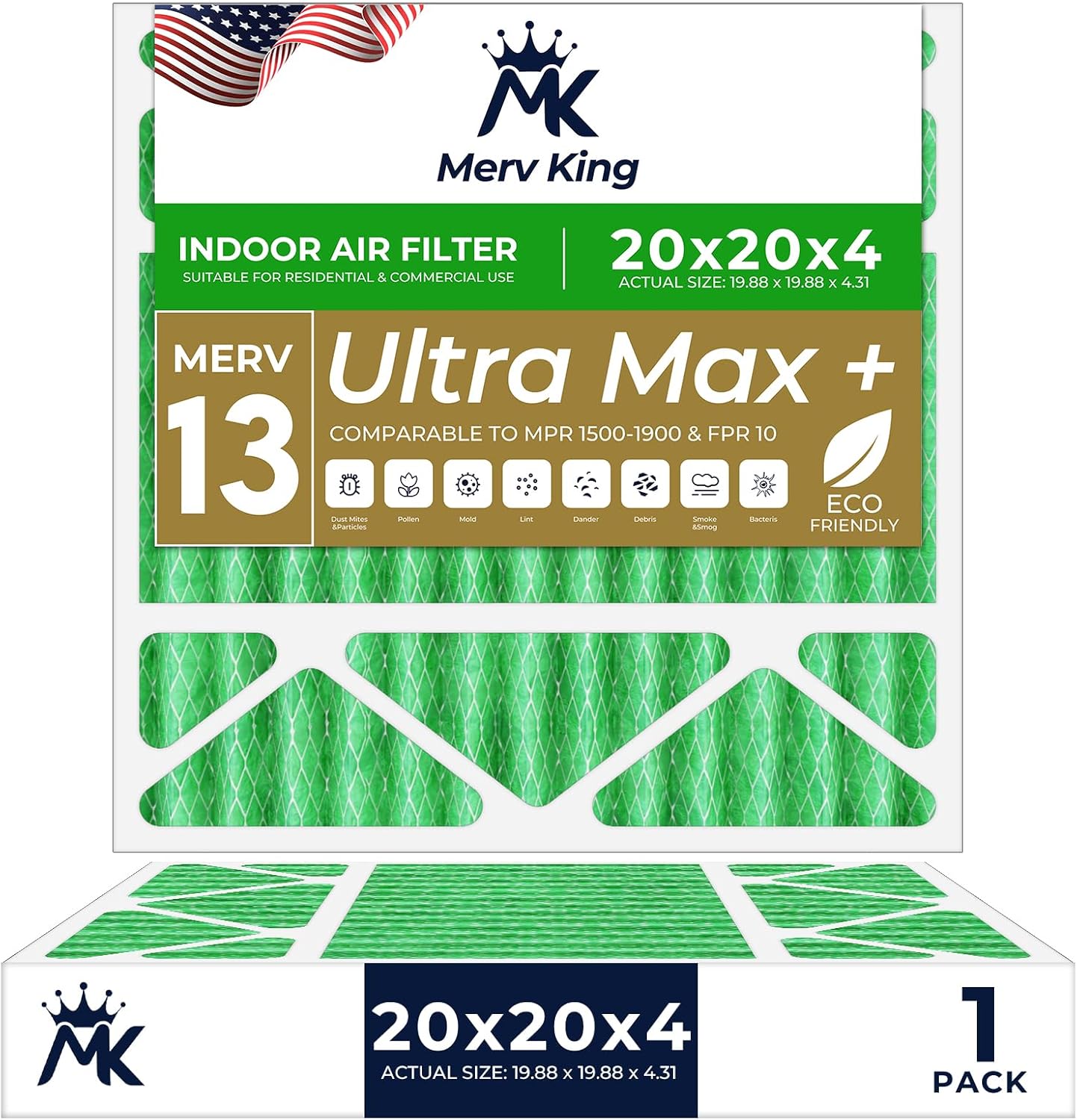MervKing 20x20x4 Air Filter for HVAC and Furnace Systems