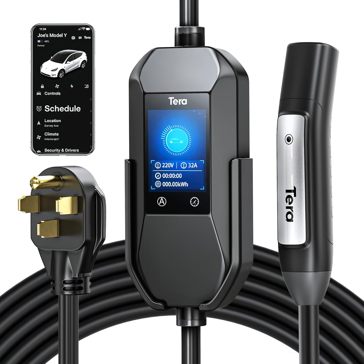 Tera 2025 Portable Tesla Charger: Largest Display, Waterproof, Patent IP66