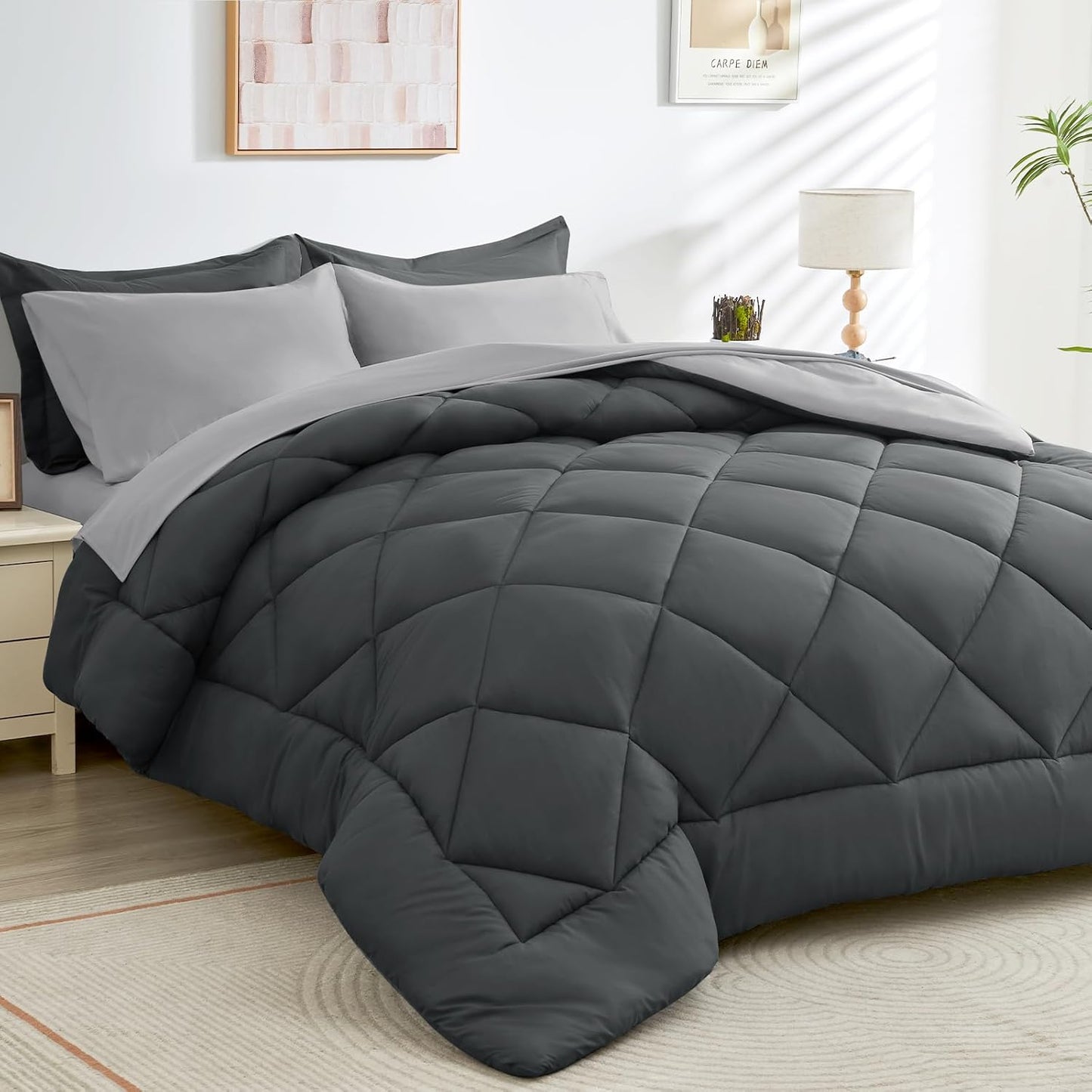 HEVUMYI King Comforter Set - Ultra Soft 7-Piece Bedding Set