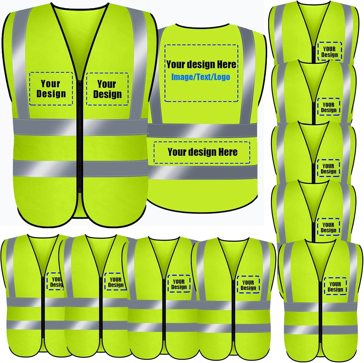 Custom Safety Vest with Logo - High Visibility Reflective Workwear