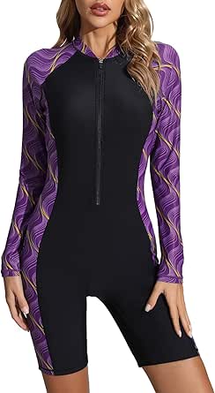 Halcurt Womens Boyleg One Piece Rashguard Swimsuit for Surfing