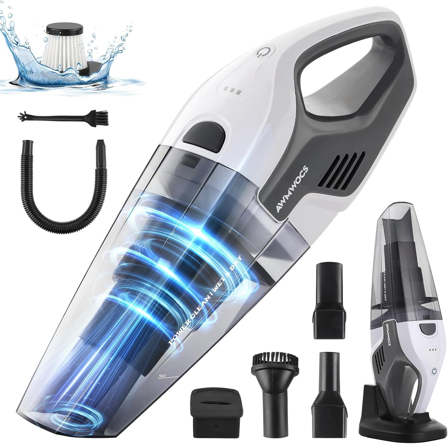 Powerful 9700Pa Handheld Vacuum - Low-Noise HEPA Filter