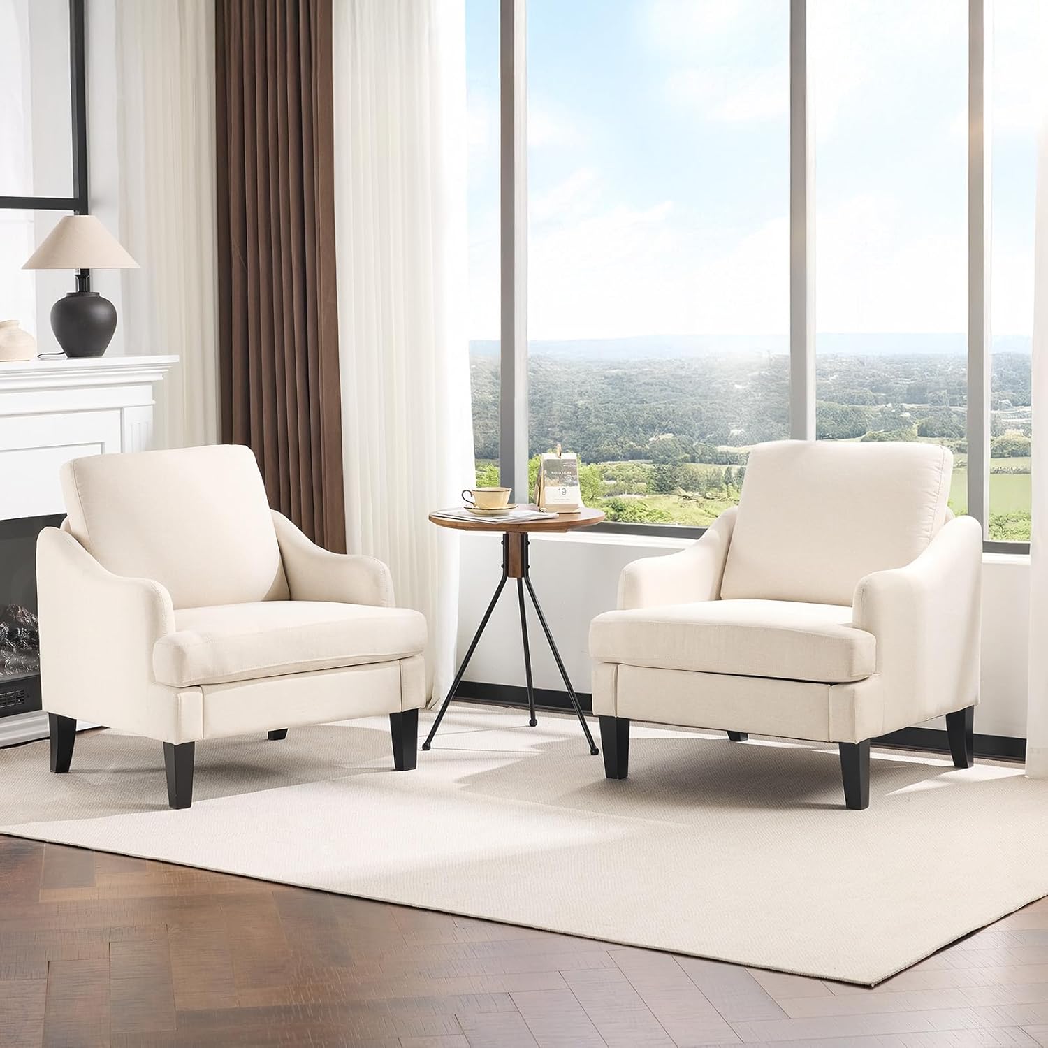 Cozy Beige Armchair Set - Modern Accent Chairs